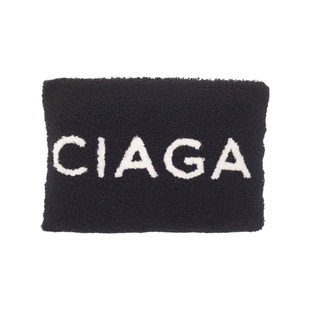 Balenciaga Shearling Pouch Clutch Bag Black - Picture 2 of 5